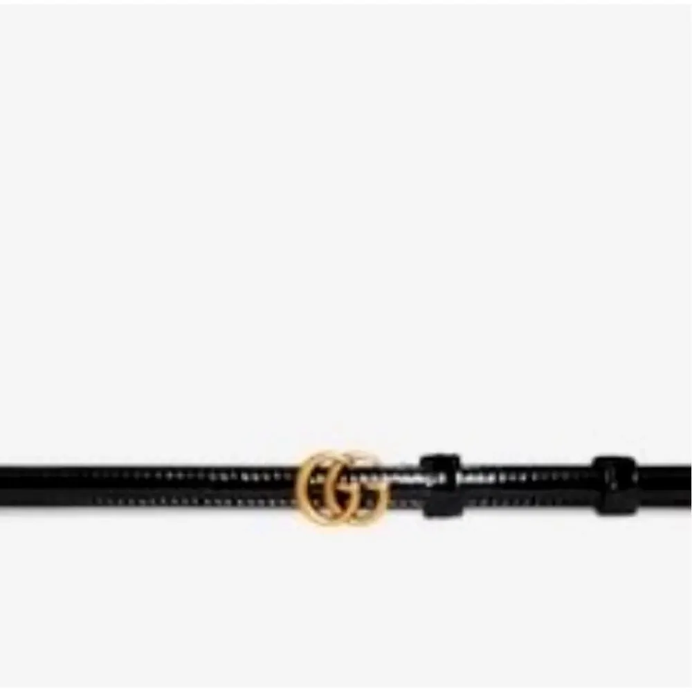 NEW Gucci GG Marmont Thin Belt 707327 Black Patent Leather Size  95cm/30in